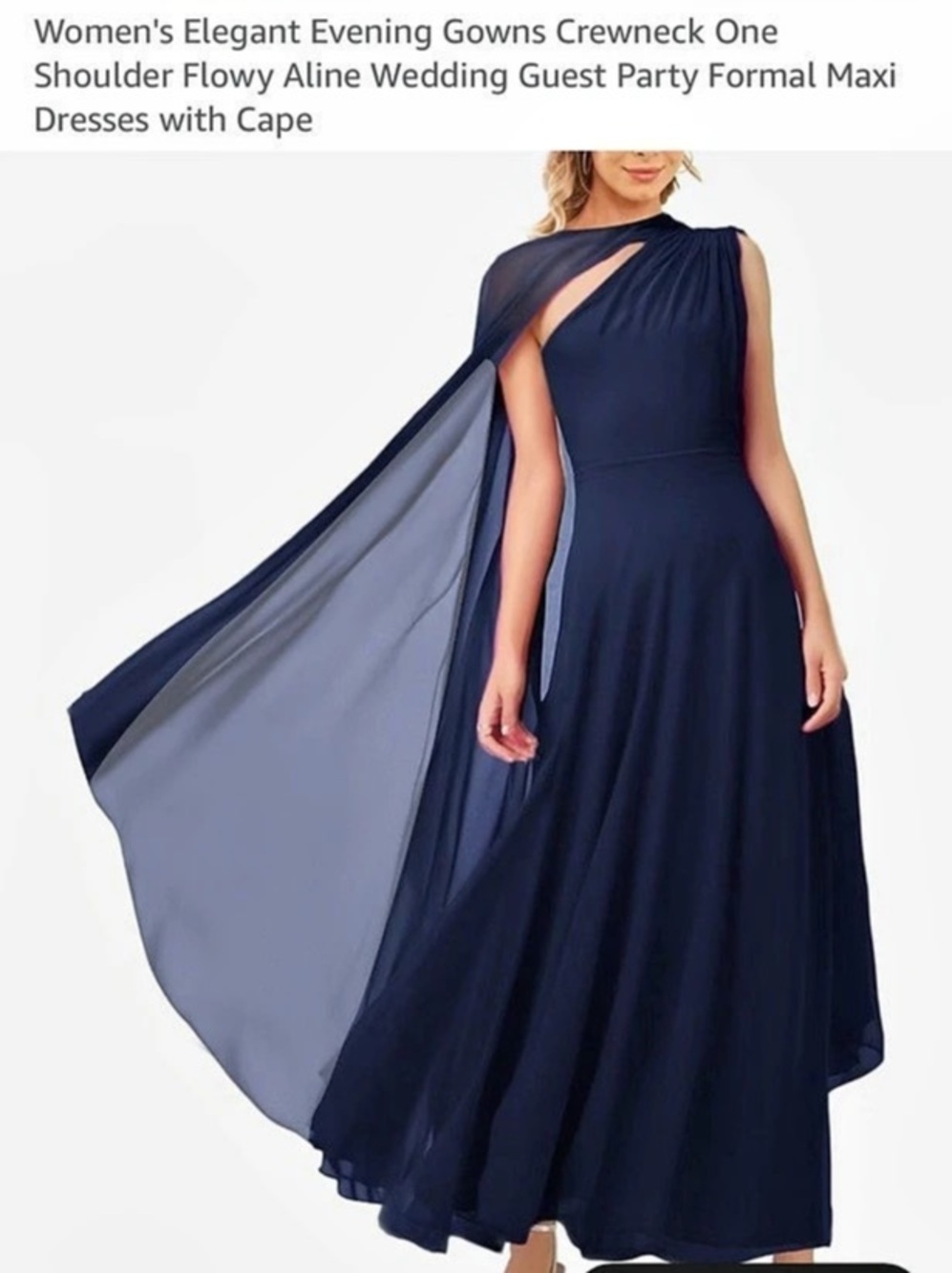Lrady Sleeveless Dress With Cape Maxi Dress